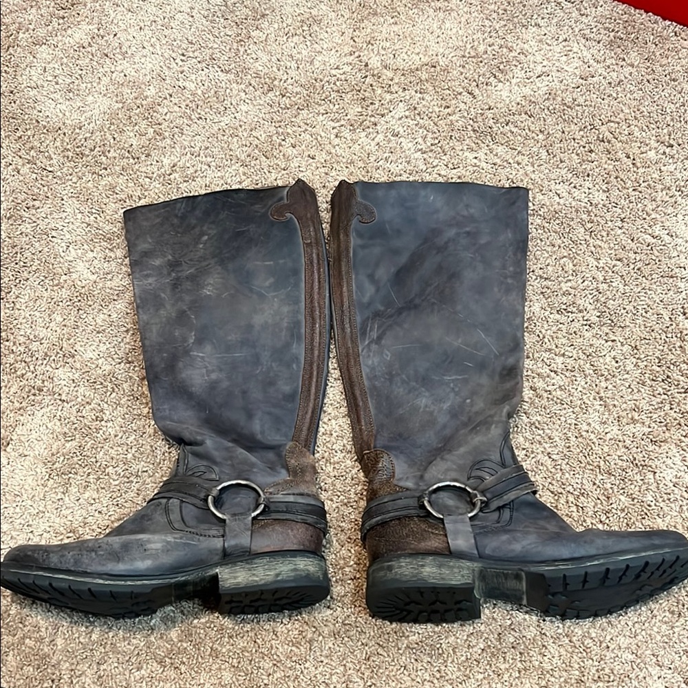 Steve Madden Charcoal Leather Equestrian Boots